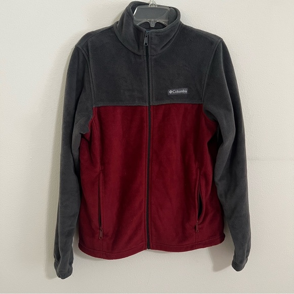 Columbia Charcoal and Crimson Fleece Jacket Size Small - Picture 1 of 4